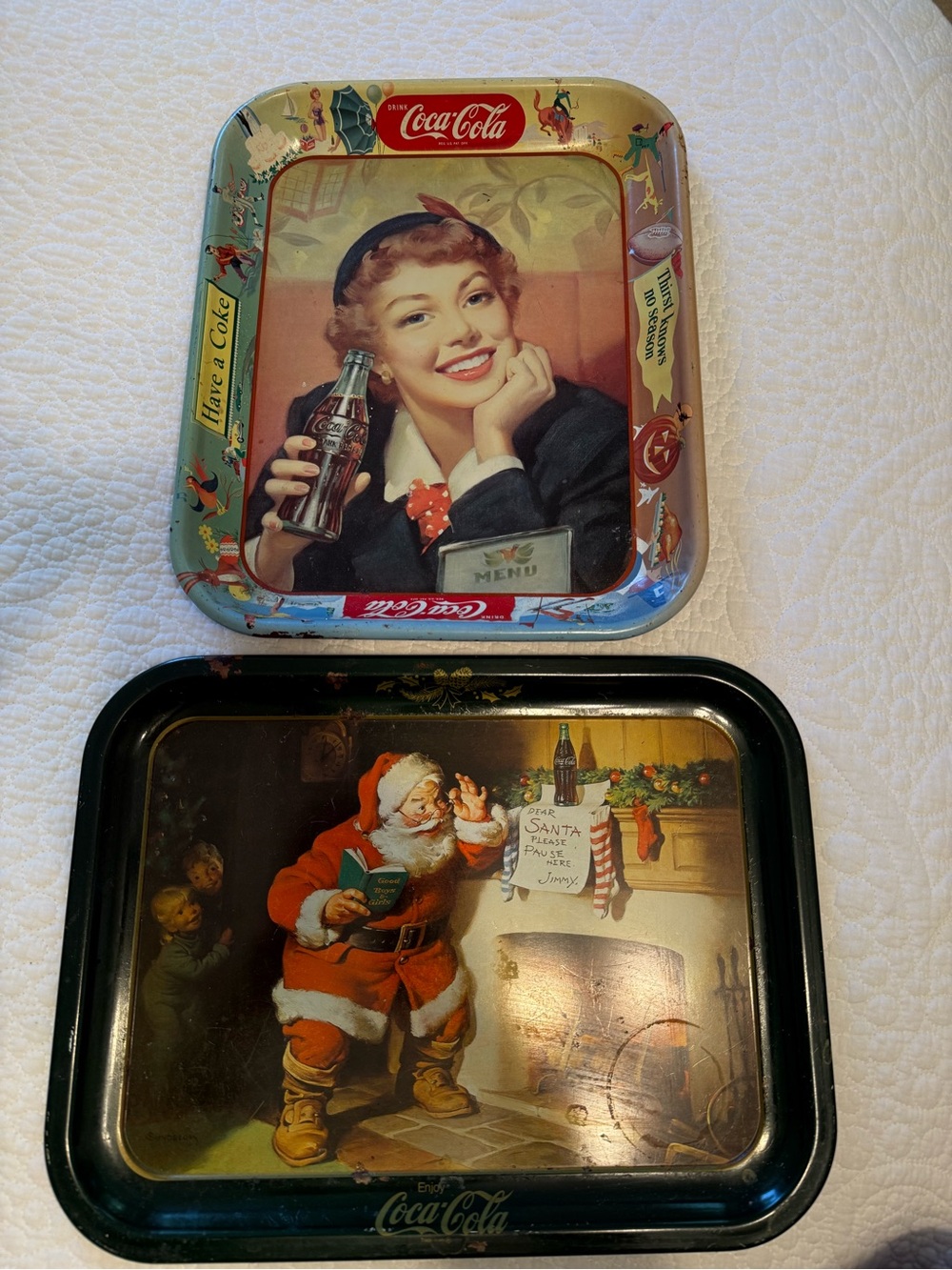 Two Vintage Coca-Cola Trays